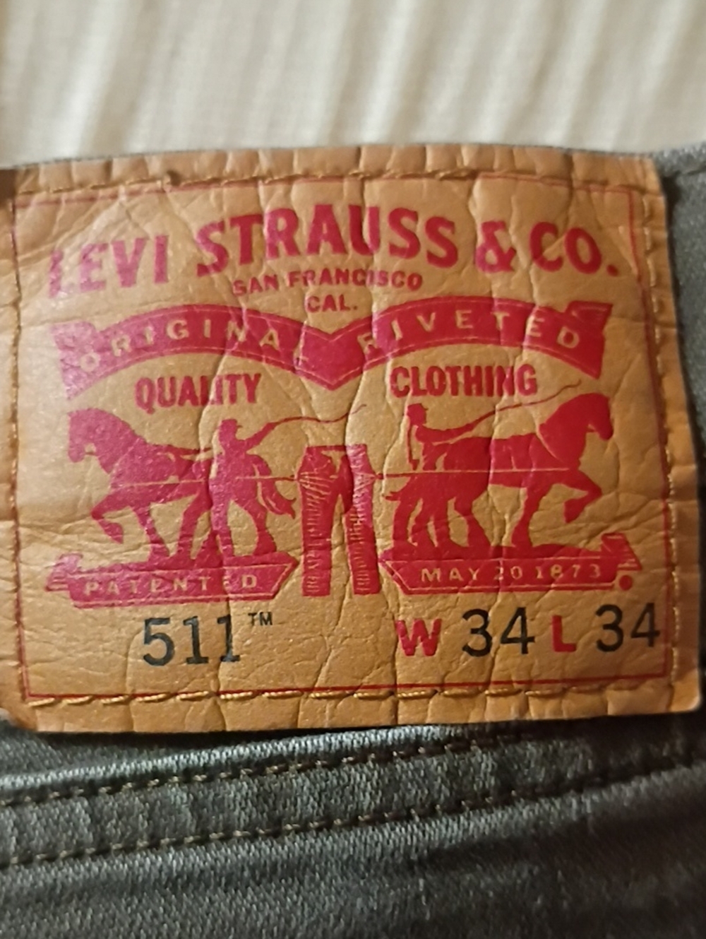 🔥 Levi's 511 Slim Fit Stretch Jeans Men's 34x34 Olive Khaki Brown 04511-2273